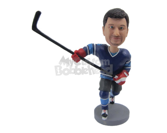 Ice Hockey Star Dude Skating to Win the Ball Back Personalized Bobblehead Ice Hockey Star Dude Skating to Win the Ball Back Personalized Bobblehead